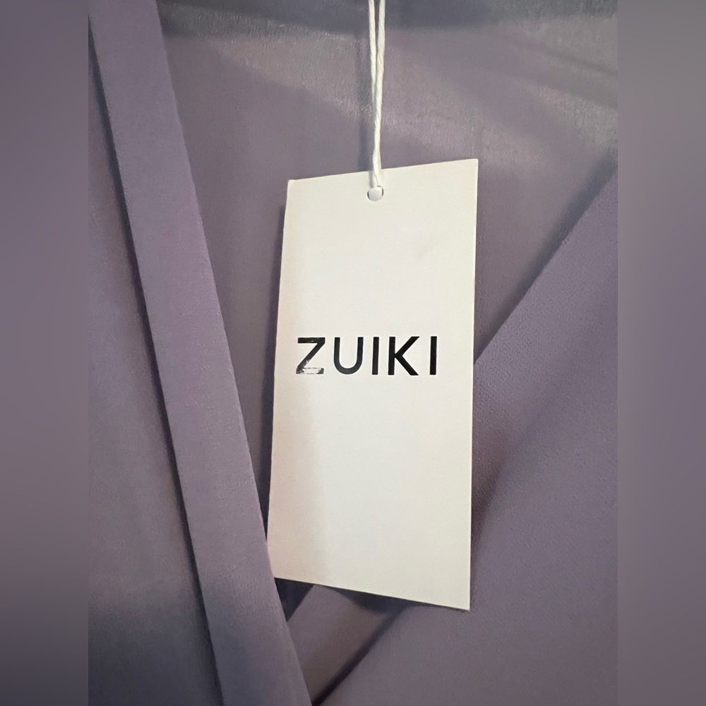 NWT Zuiki Italian Lilac Pleated Midi Dress | S/M | Elegant V-Neck Fit & Flare - Picture 6 of 8